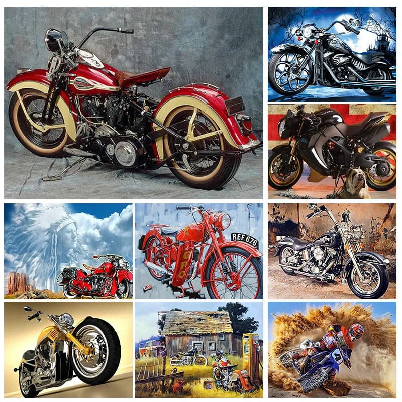 Nabi DIY 5D Diamond Painting Retro Motorcycle Full Square/Round Diamond Mosaic Painting Kits Acrylic Embroidery Home Decor Art