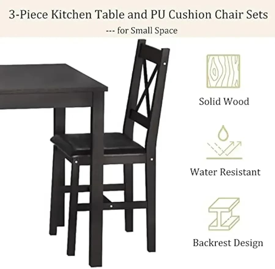 Offerta imperdibile! Set da pranzo da cucina 3 pezzi [XMSJ] - Tavolo quadrato in legno robusto e sedie, ideale per colazione