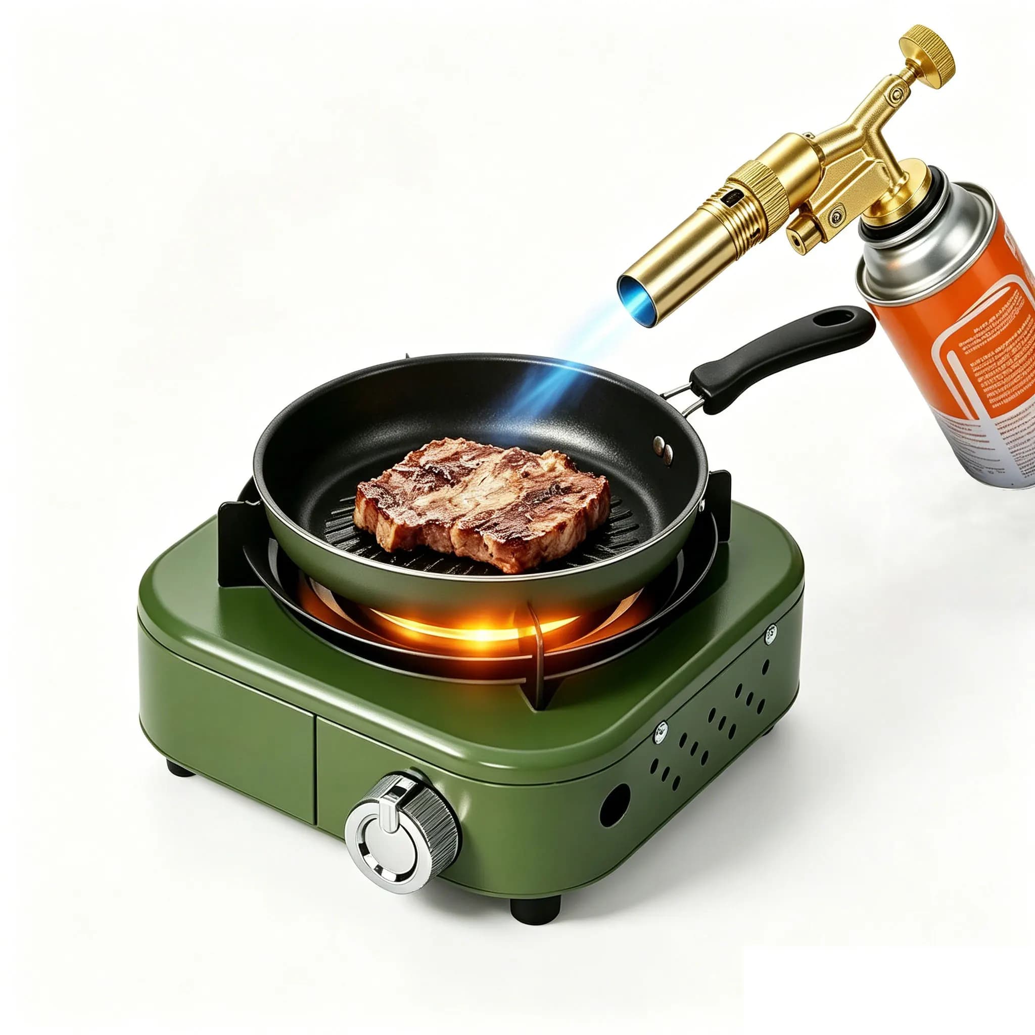 Beiyue 2026 Portable Gas Camping Gas Stove With Butane Torch Kit Adjustable Flame For Outdoor Bbq Cooking Steak Shrimp Marshmall