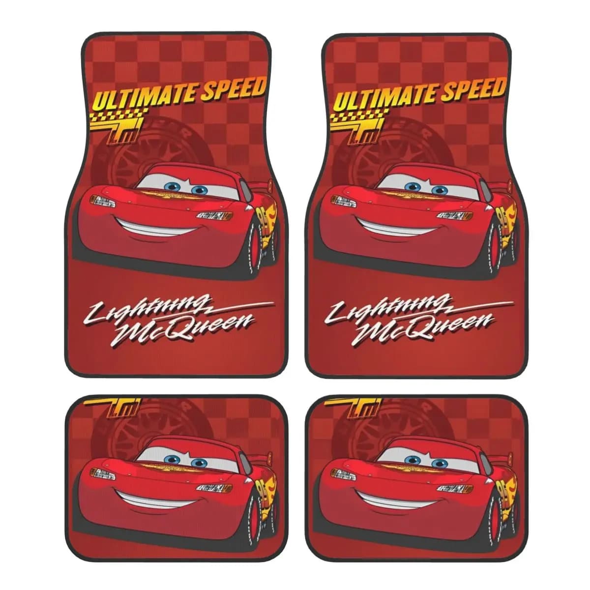 Tappetini Auto Universali Lightning McQueen Impermeabili Set di 4 Pezzi con Base Antiscivolo Adatti per SUV e Camion