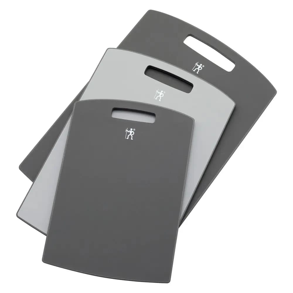 Set di taglieri, 3 taglieri da cucina in plastica con bordo grigio, piedini in silicone antiscivolo, senza BPA, lavabili in lavastoviglie