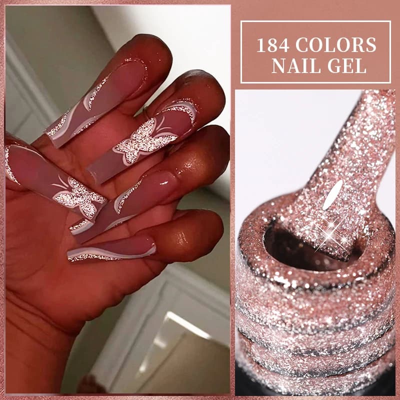 LILYCUTE 7ml Sparkling Glitter Laser Gel Nail Polish Semi Permanent Soak Off Gel UV Paint Nail Art Base Top Coat Vernis