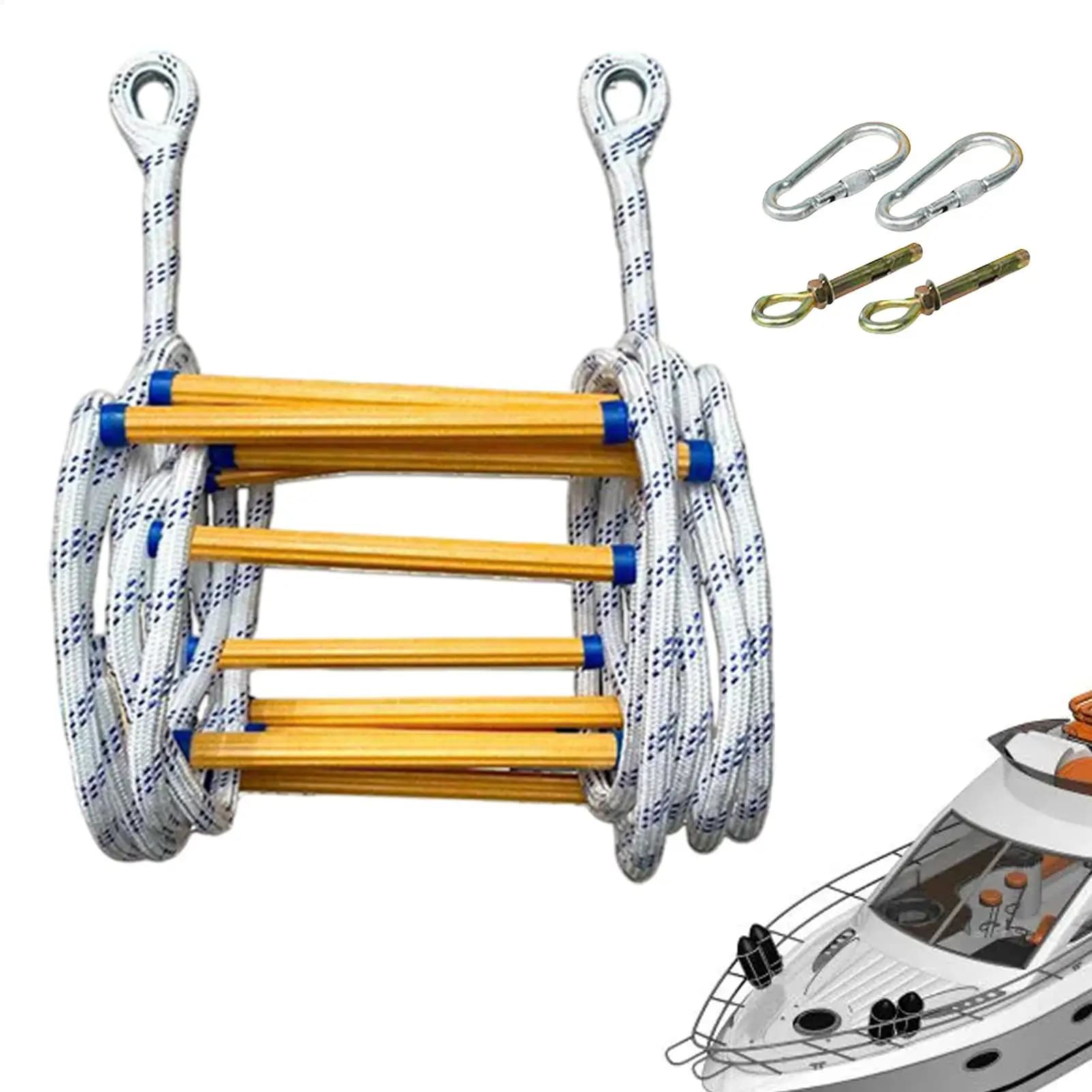Scaletta per kayak Scala di corda marina Attrezzatura di sicurezza per sport acquatici morbidi Strumento di distribuzione rapida per adulti Wakeboarder Pescatori Kayaker