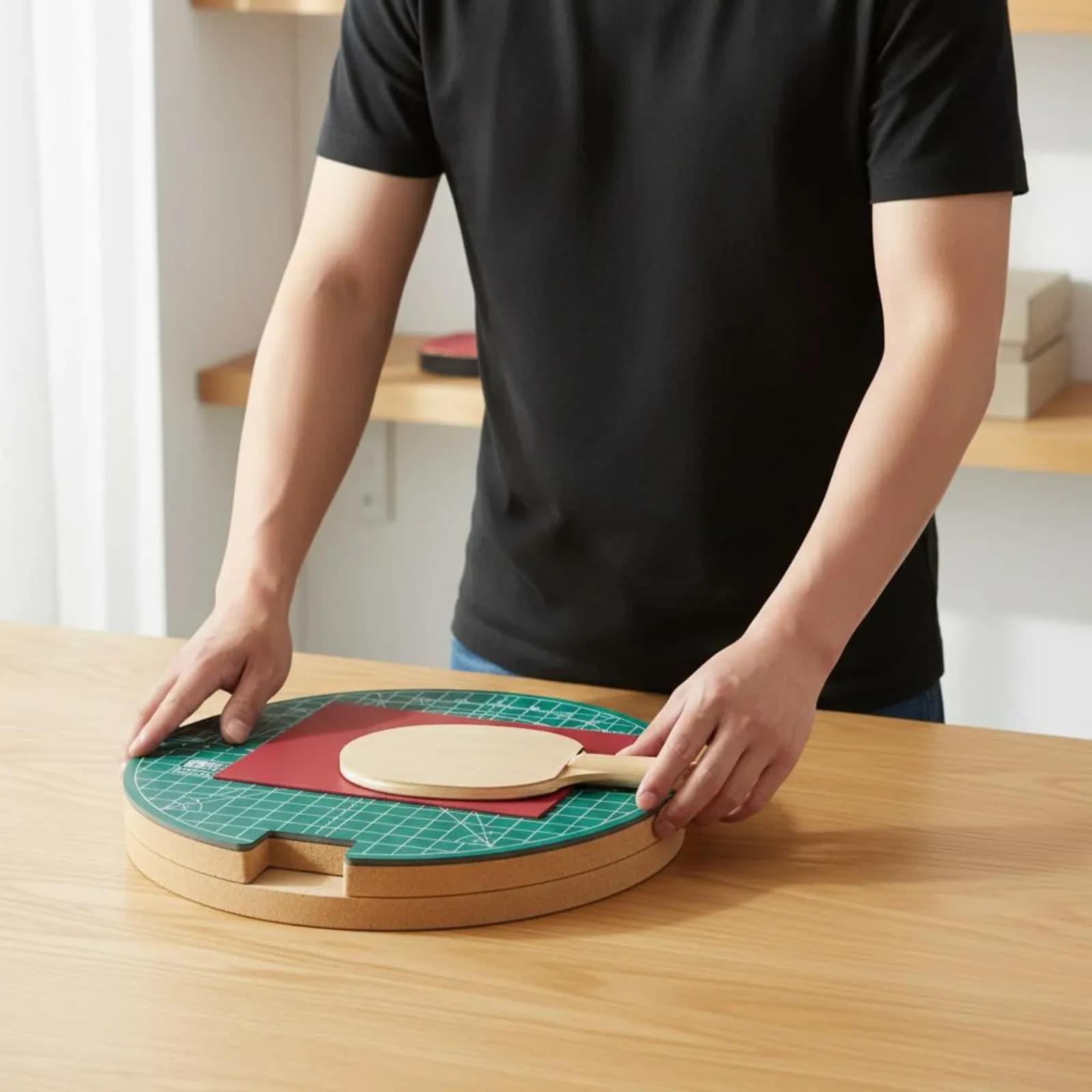 Piattaforma per Rifilatura Gomme da Ping Pong, Strumento Professionale per Rifilatura Gomme Racchette, Attrezzatura Sportiva Resistente per Hobbisti Fai-da-Te