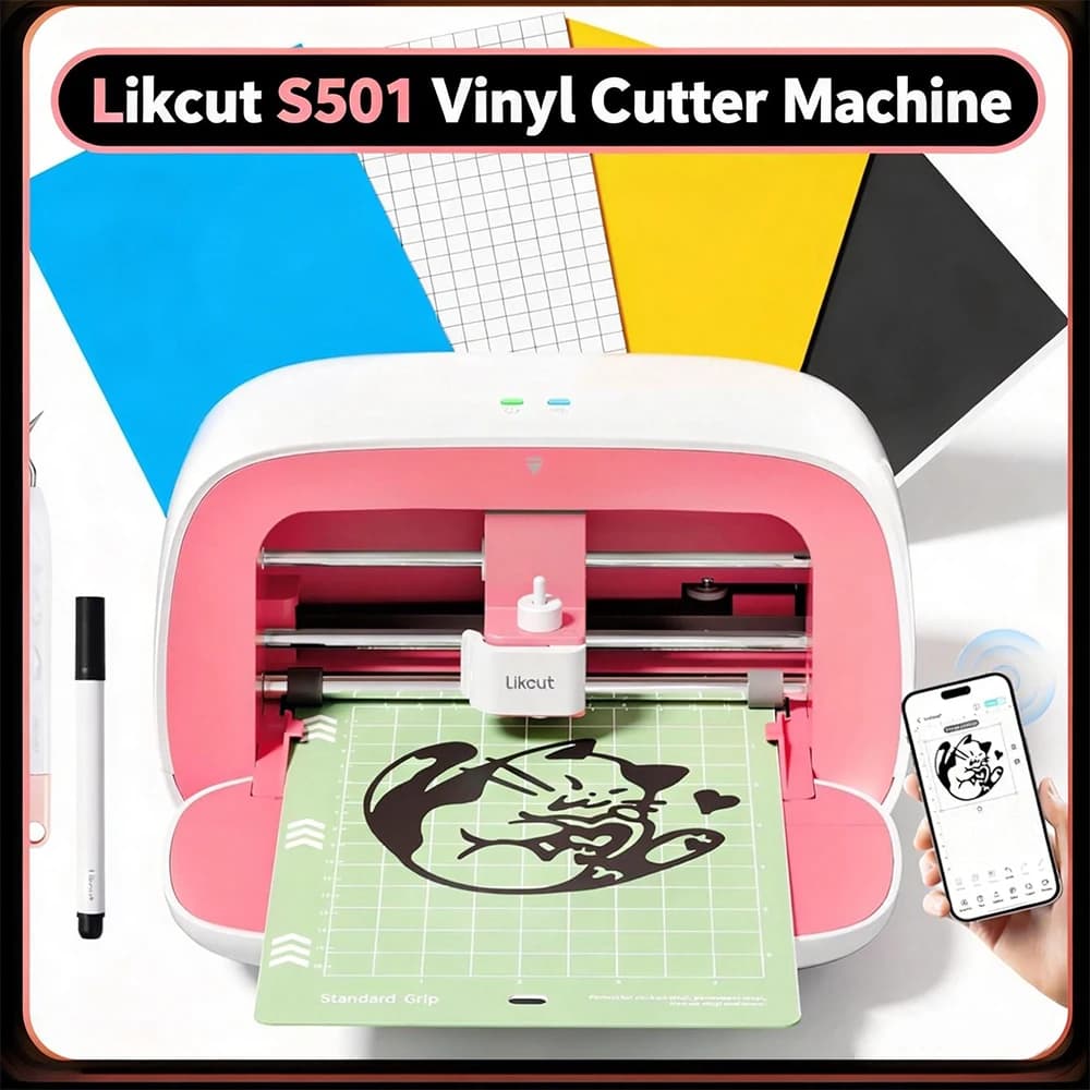 Likcut Glee S501 Smart Mini Vinyl Cutter Machine, Upgraded Portable Design Precision Cutter, Perfect Tool for DIY Crafts, Custom