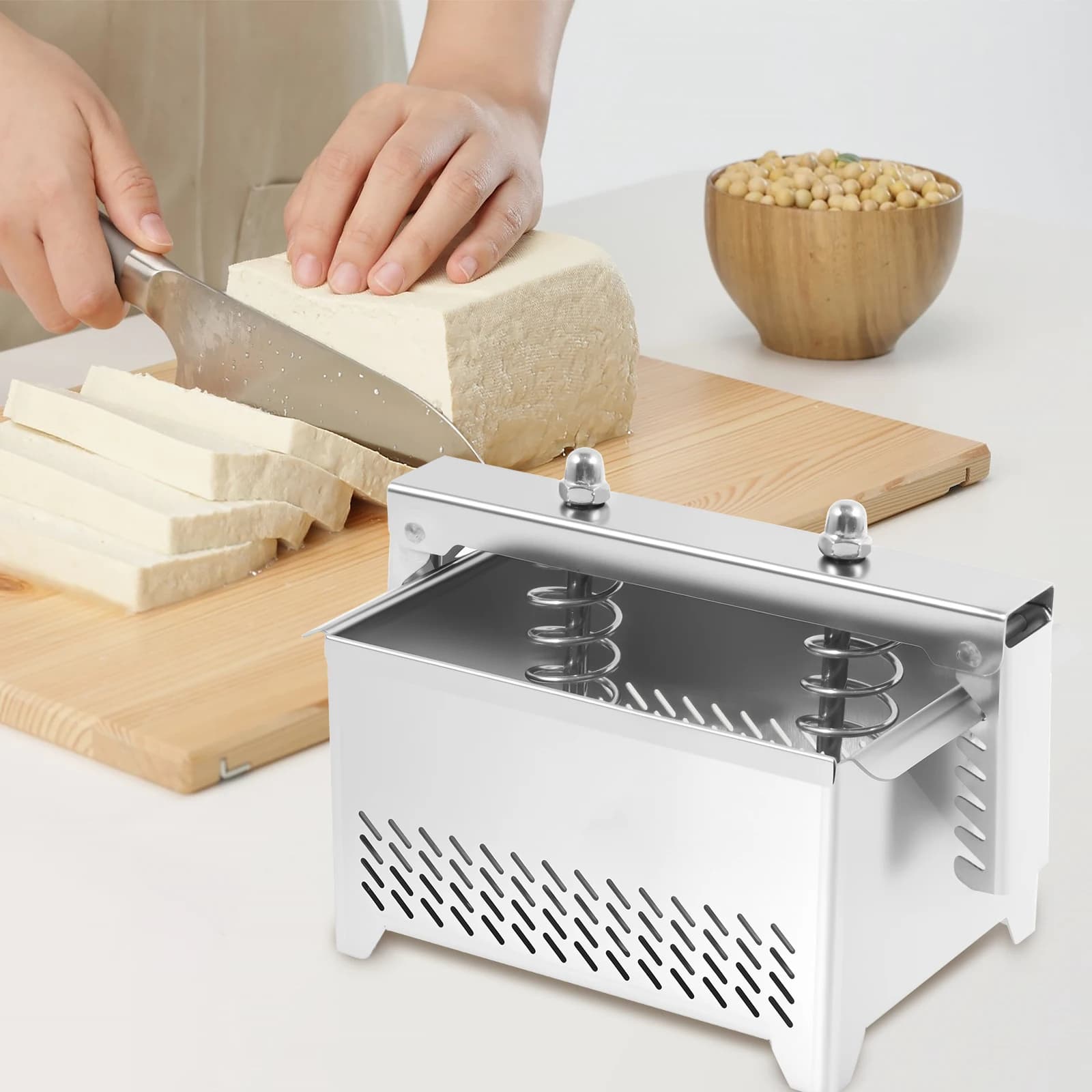 Stainless Steel Tofu Press Cheese Press with Filter Paneer Maker Serum Separator for Kitchen Tofu Forming Paneer