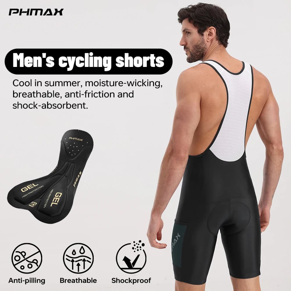 Pantaloncini da ciclismo PHMAX da uomo, pantaloncini da ciclismo da strada ad asciugatura rapida, traspiranti, estivi