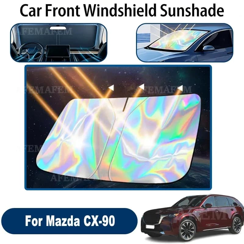 Windshield Sun Shade For Mazda CX-90 Foldable UV Reflective Front Window Cover