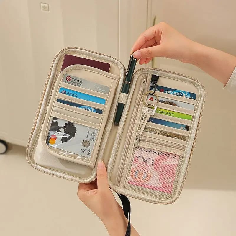 Borsa Porta Documenti da Viaggio, Custodia Protettiva per Passaporto con Porta Carte Integrato e Porta Denaro per Viaggi Internazionali
