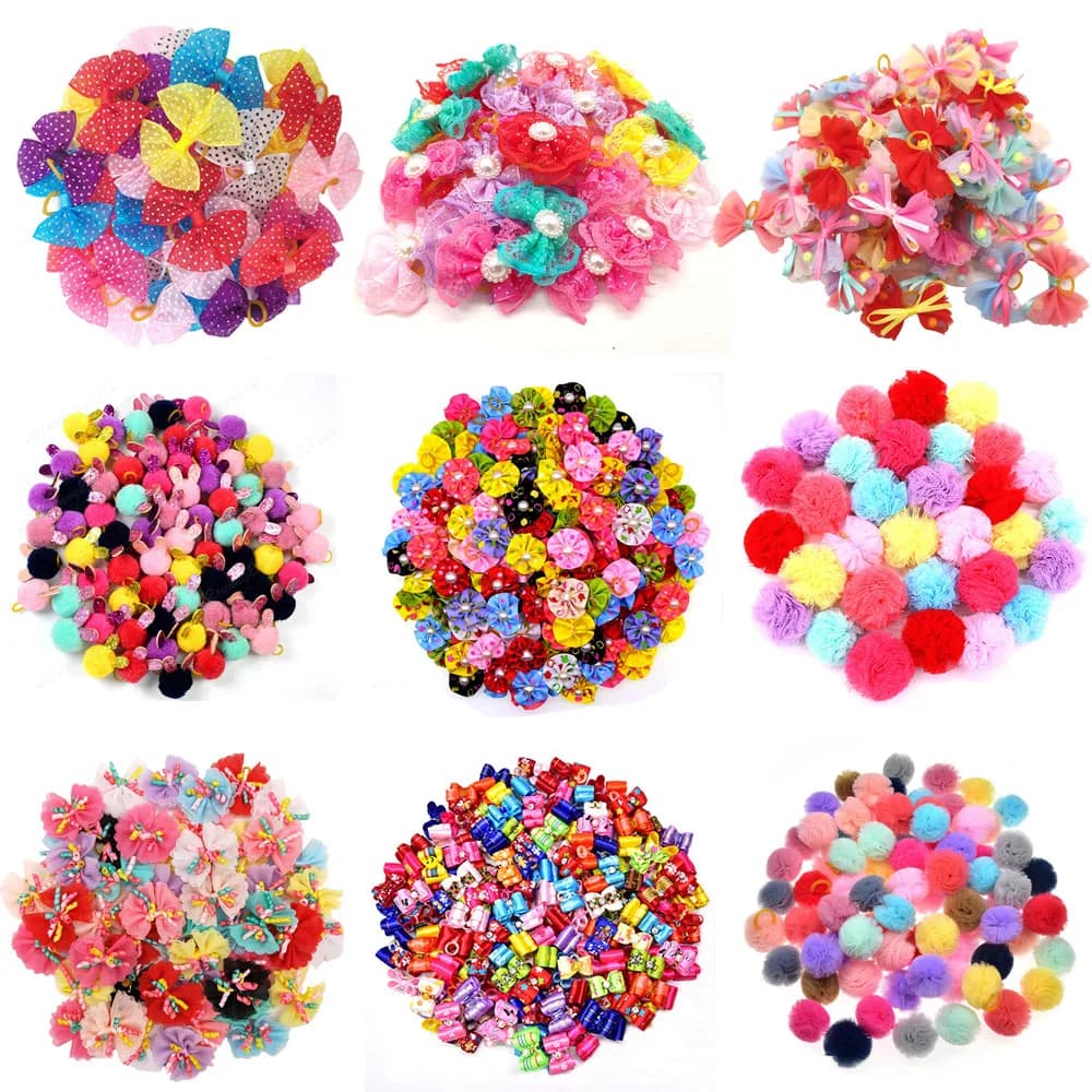 20 pz/lotto Pet Dog Cat Archi Dei Capelli Della Miscela di Colore Di Natale Archi Dei Capelli Del Cane Elastici Fatti A Mano Boutique Pet Grooming Accessori Per Cani