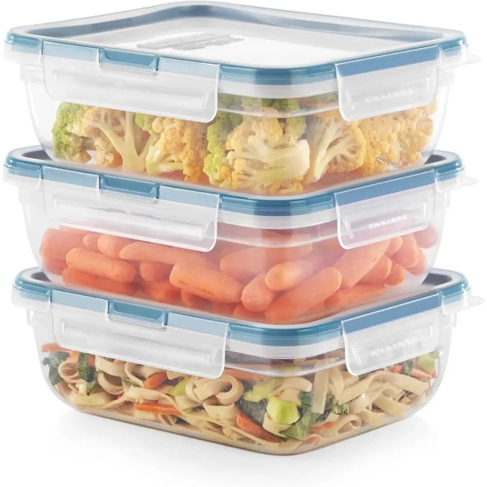 3-Piece 8.5-Cup Food Storage Container Set with Leak-Proof & Airtight Lids, BPA-Free, Microwave and Dishwasher Safe