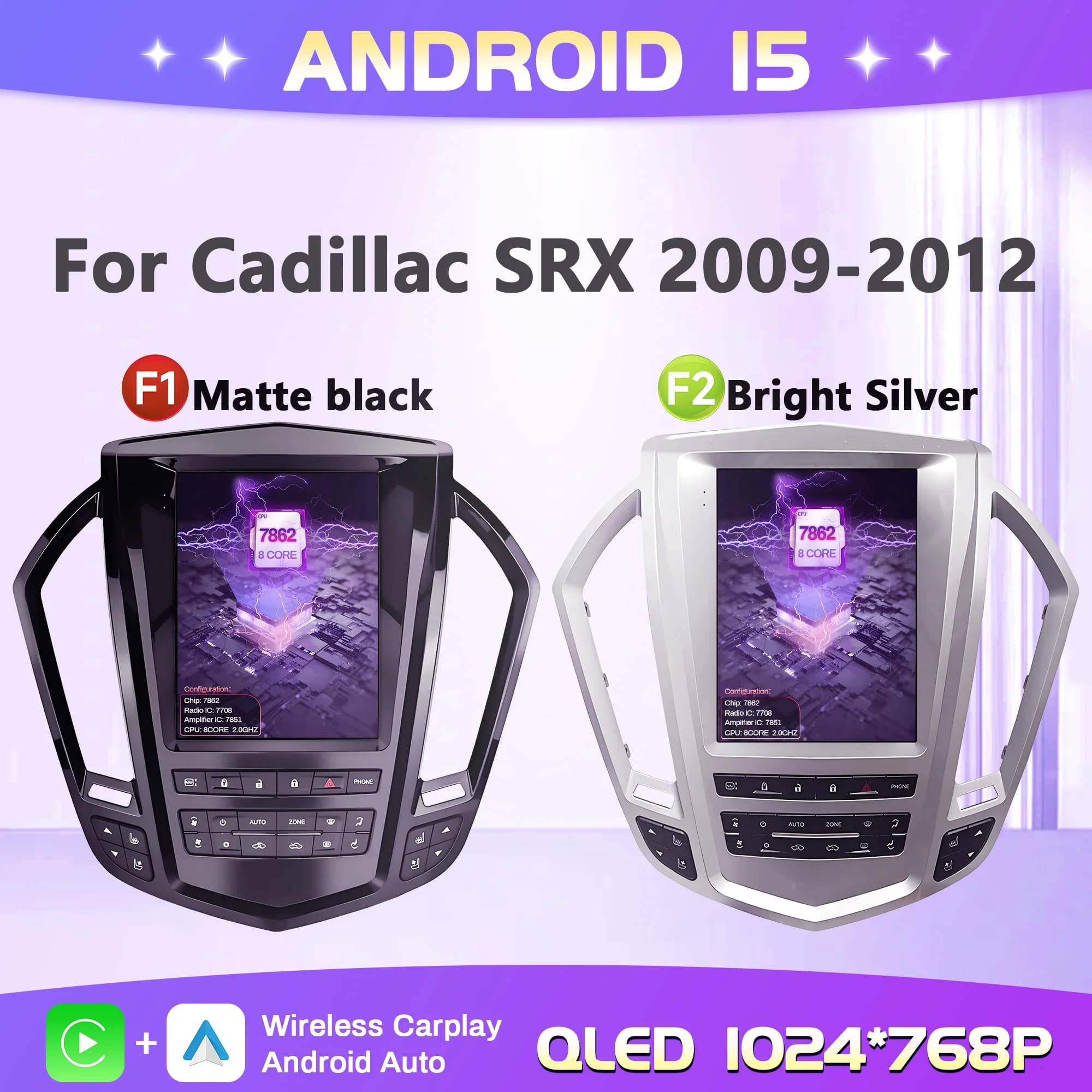 9.7inch Android 15 For Cadillac SRX 2009-2012 Car Radio Multimedia Navigation 4G GPS Wireless Carplay Screen Stereo