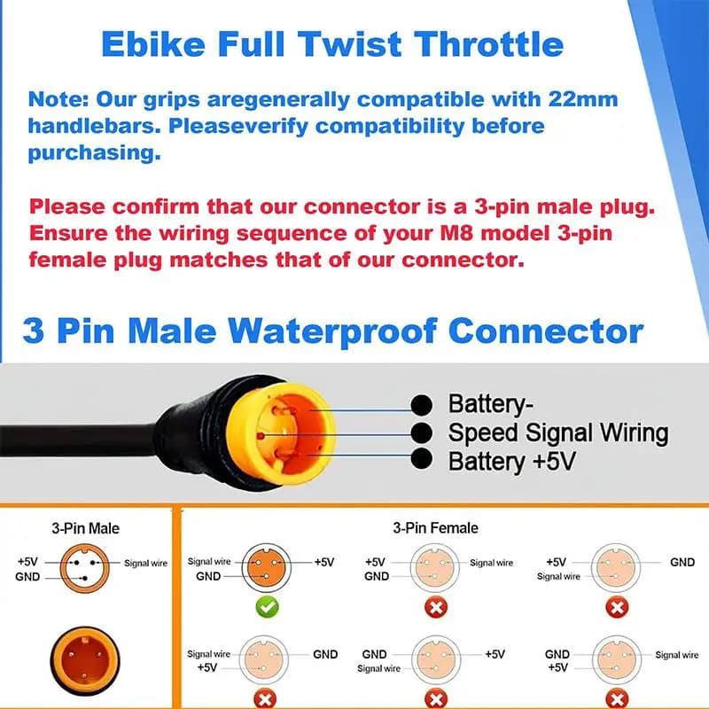 Universal 3 Pin Electronic Throttle Handle for Motorcycle High Performance Fit for Light Bee Motocross Dirt Bikes