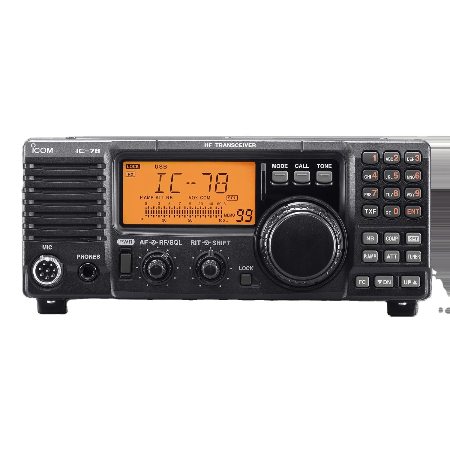 Ricetrasmettitore HF portatile IC-78 da 100 W 0,03-29,99 MHz USB/LSB/CW/RTTY(FSK)/AM 100 canali di memoria Lar Tastiera LCD DMR Walkie Talkie