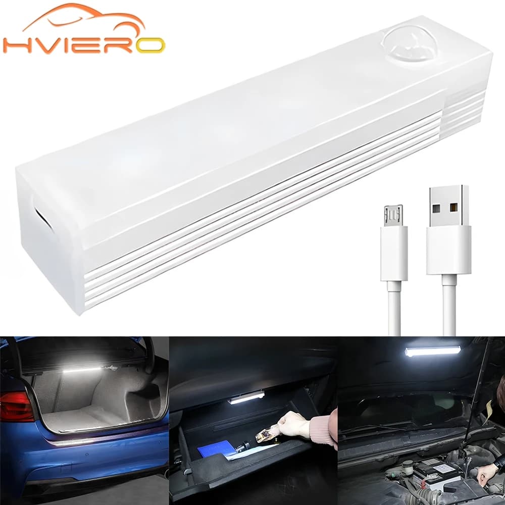 Luce Notturna LED con Sensore di Movimento per Auto 10/20/30CM, Lampada a Induzione Automatica Ricaricabile USB, Illuminazione Intelligente per Interni, Decorativa Magnetica