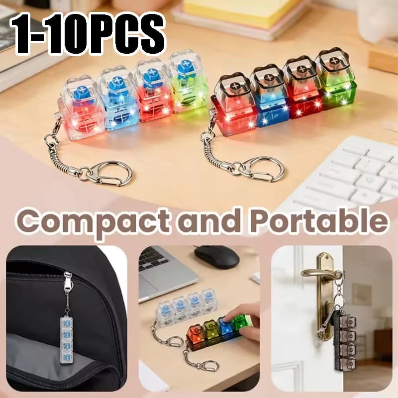 Portachiavi con Tastiera Illuminata e Funzionale, Giocattolo LED Antistress, Decorazione Portatile per Ufficio, Regalo Perfetto