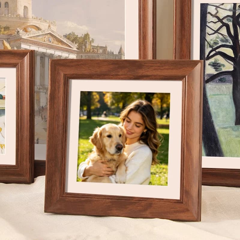 Customized table Custom Photo Frame, Personalized Wood Grain Picture Frame, for Family, Baby, Pets Photos, Desktop Mount