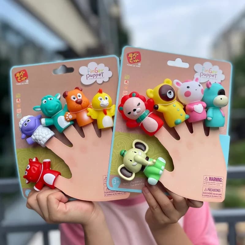 5Pcs Kids Animal Finger Puppet Toy Set Lion Elephant Bear Mini Animal Hand Puppet Storytelling giocattolo regalo educativo per bambini