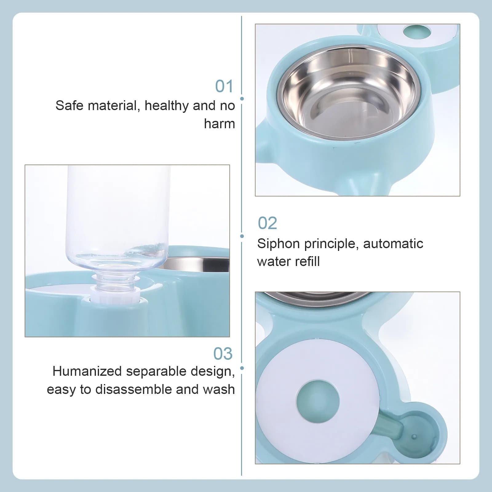 1Pcs Stainless Steel Anti-Choking Pet Feeding Bowl Automatic Water Dispenser Easy Clean Compact Dog Cat Food Water Container
