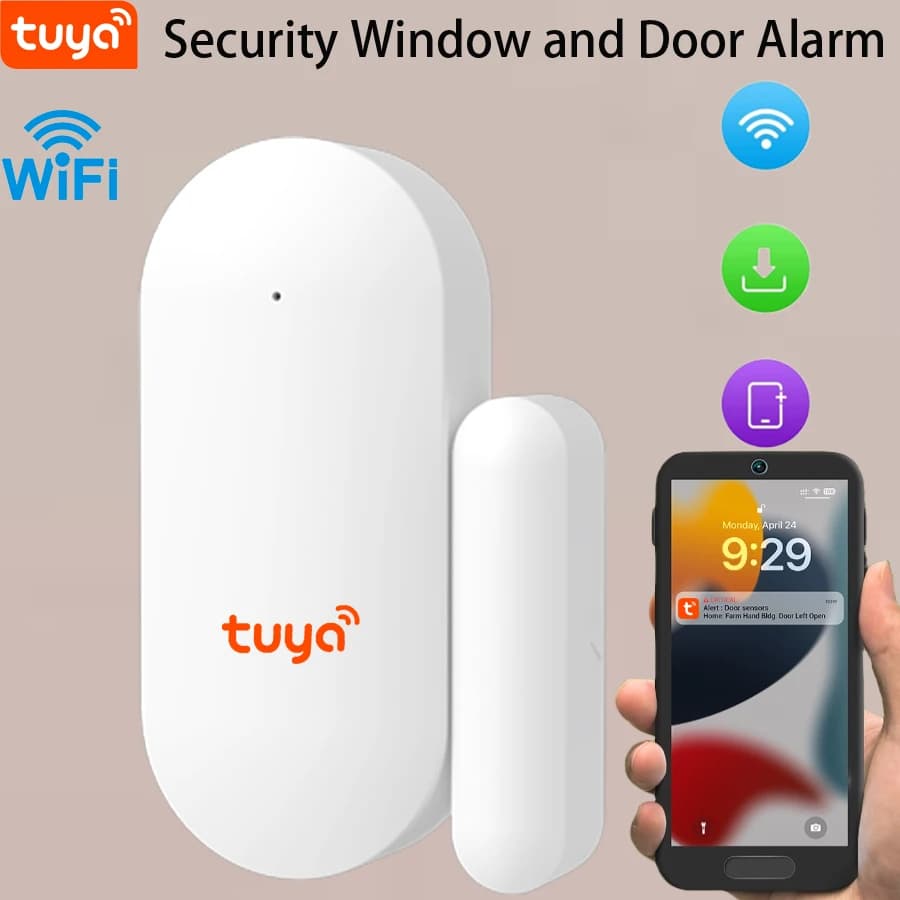 1packTuya WiFi Smart Door Sensor Rilevatori di porte aperte e chiuse Sistema di allarme di protezione di sicurezza domestica intelligente Controllo APP Smart Life