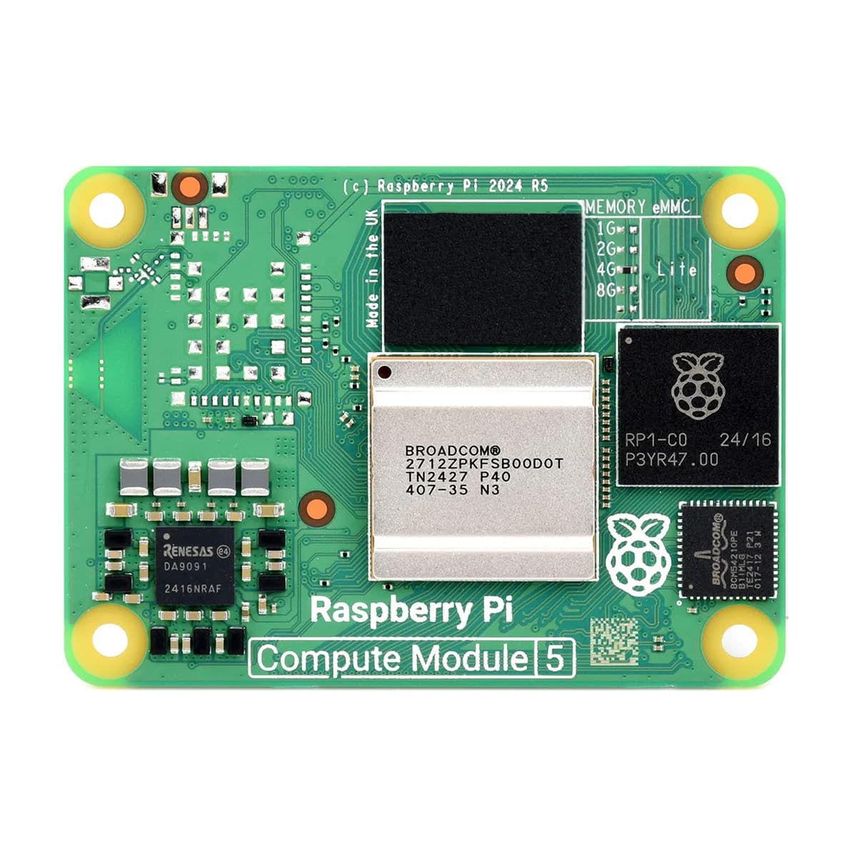 Raspberry Pi Compute Module 5 CM5002000 Processore Quad Core a 64 bit 2GB RAM Senza Wireless EMMC Flash