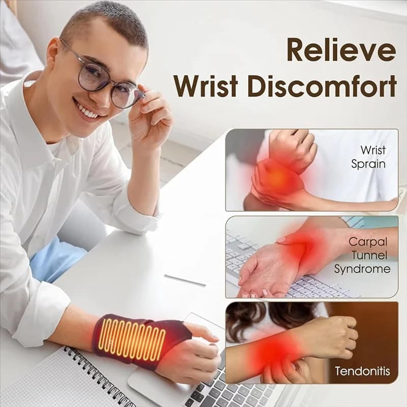 AA20-Sport Guaina tendine elettrica Tutore da polso Riscaldamento Vibrazione Massaggio Cintura di supporto per lesioni articolari dell'artrite Polso termico
