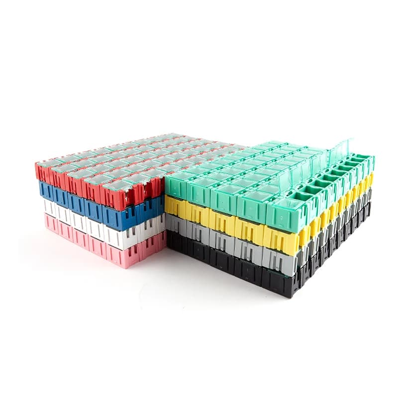 Set di 50 Contenitori per Componenti Elettronici SMD SMT, Mini Scatole per Organizzazione Scrivania