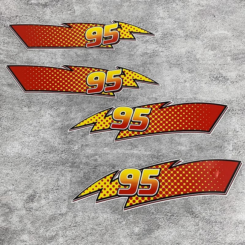 Set di adesivi da corsa numero 95, adesivi in vinile impermeabili per auto e moto, design con fulmini rossi e gialli