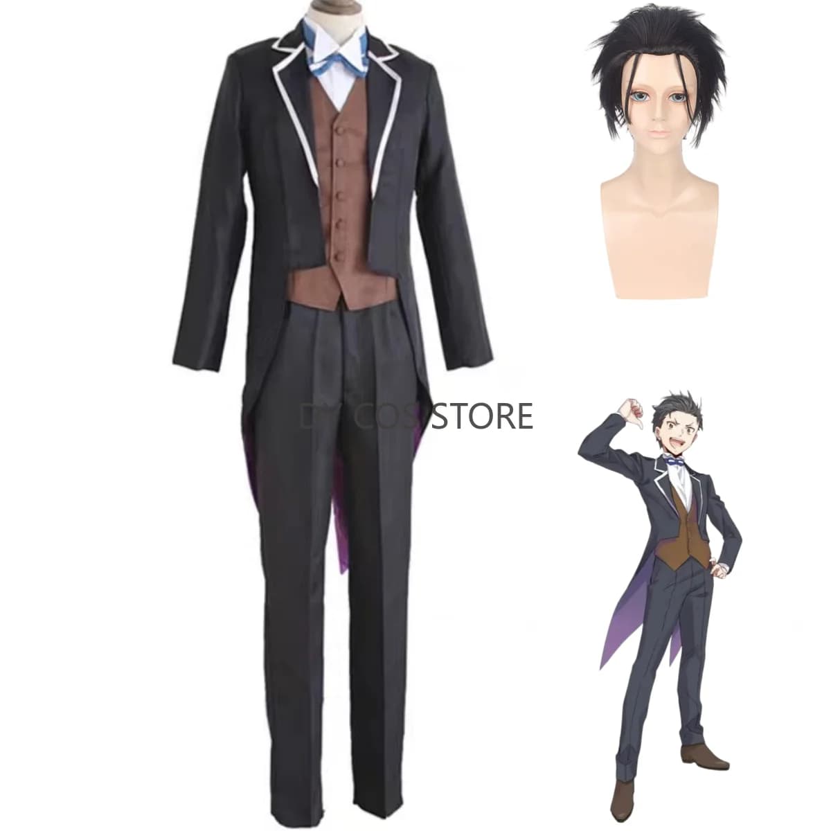 Personalizzato di qualsiasi dimensione Plus Size Anime Re: Vita in un mondo diverso da Zero Natsuki Subaru Costume cosplay Parrucca Frac Abito uniforme