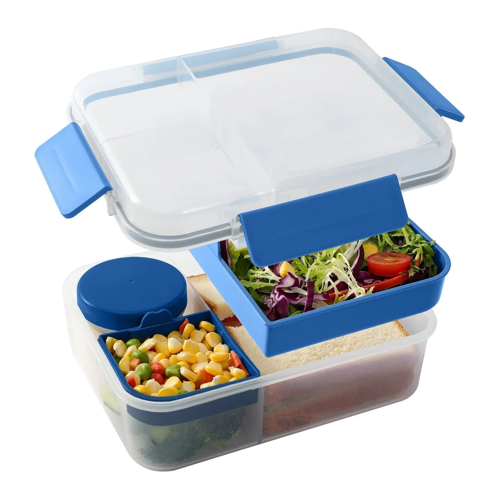 Contenitore per il pranzo Bento di vendita caldo da 1600 ml Contenitore per snack rettangolare a prova di perdite per bambini Adulti BPA gratuito per uso scolastico in ufficio
