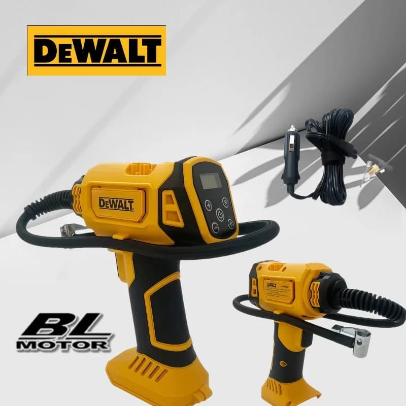 Pompa Elettrica Dewalt per Gonfiaggio Pneumatici Auto, Compressore Automatico con Manometro Digitale, Ricaricabile Senza Fili e Portatile