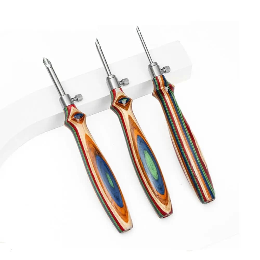 Changeable Head Embroidery Stitch Pen Wooden Handle DIY Punch Needle Tool Poking Cross Stitch Tools Adjustable Poke Needle