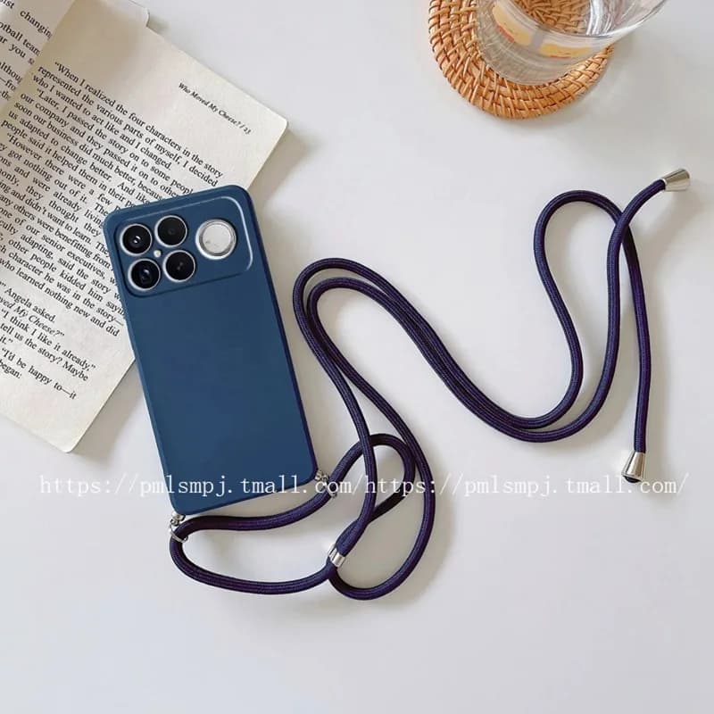 For POCO F8 Ultra Crossbody Necklace Strap Cord Lanyard Soft Case for POCO F8 Pro Matte Bumper Silicone Protection Cover Shell