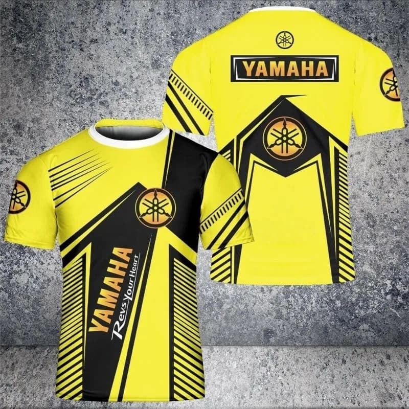 Abbigliamento Sportivo Estivo di Tendenza Yamaha Giallo a Maniche Corte per Uomo e Donna, alla Moda e Casual, per Motocross, Collezione 2026