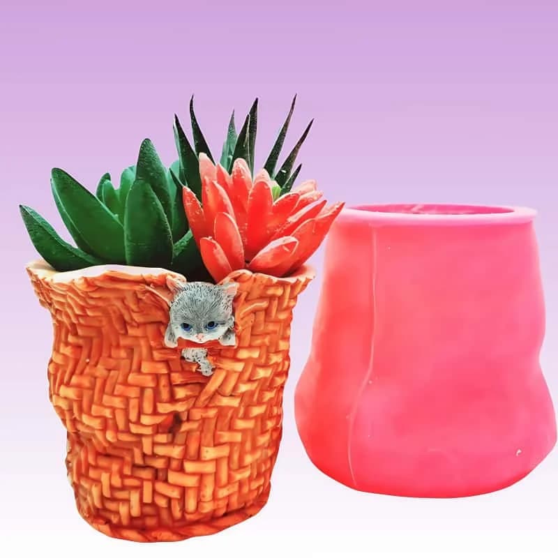 I stampi in silicone per cesto di gatto e vaso da fiori possono essere utilizzati per realizzare intonaco, cemento, resina e ornamenti da giardino