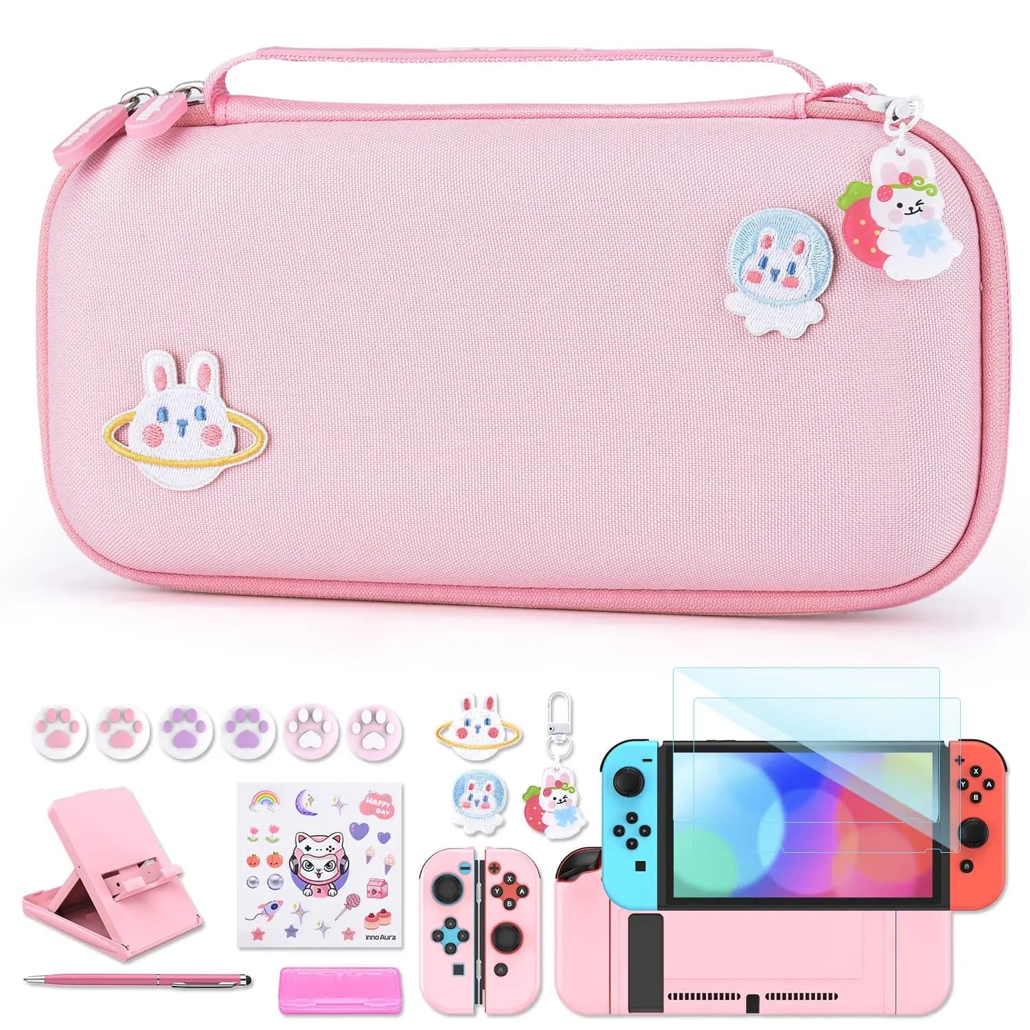 Custodia da trasporto rosa per accessori NS Switch Bundle Borsa da viaggio JoyCon Custodia protettiva Grip Kit di accessori per giochi