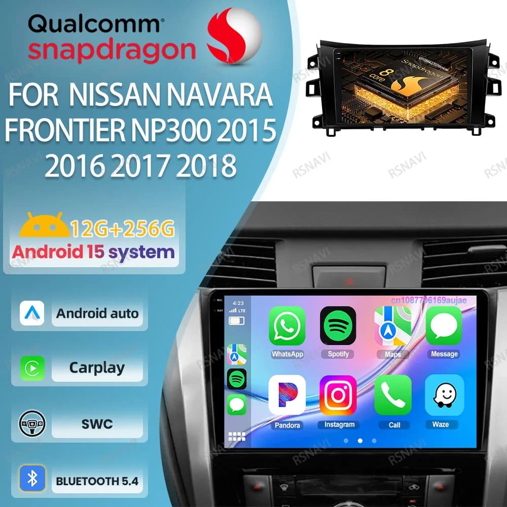 Android 15 Car Radio For Nissan NAVARA Frontier NP300 2015 2016-2017 2018 DSP RDS Stereo NO 2DIN Snapdragon 360 Camera 8 Core BT
