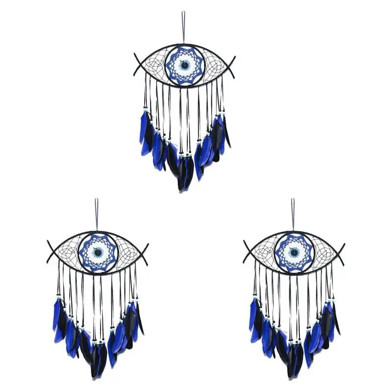 AS94-3X Evil Eye Dream Catchers For Bedroom Hand-Woven Macrame Dreamcatcher Wall Hanging Home Decor Good Luck Blessing Gift,3