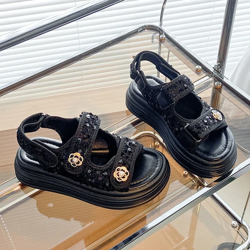 Luxury Woman Sandals Ladies Elegant Medium Heel Women's Shoes Flats Summer Platform Sandals Women 2026 New Designer Shoes Girls