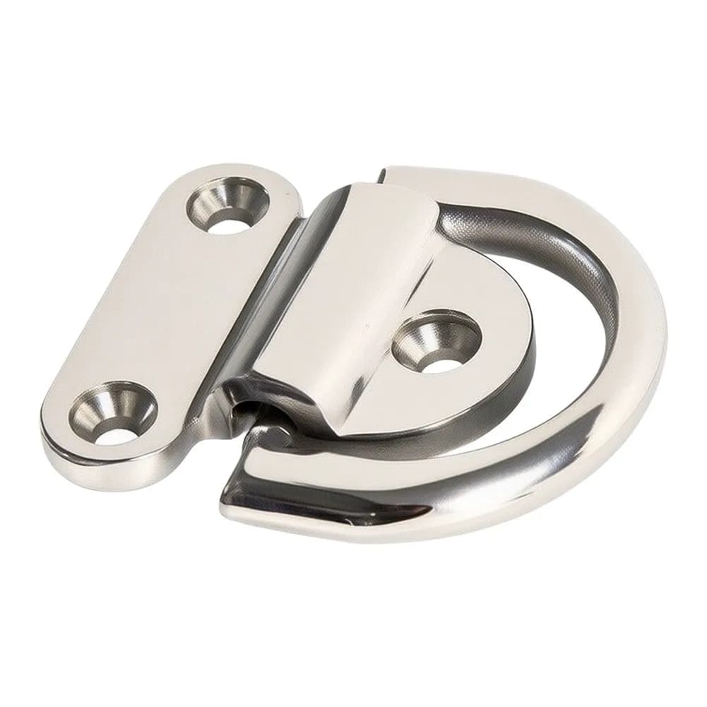 316 Stainless Steel Folding Pad Eye D Ring Anchor For Boat Deck Marine For Kayak For Canoe Camping Hiking Outdoor Silver Color