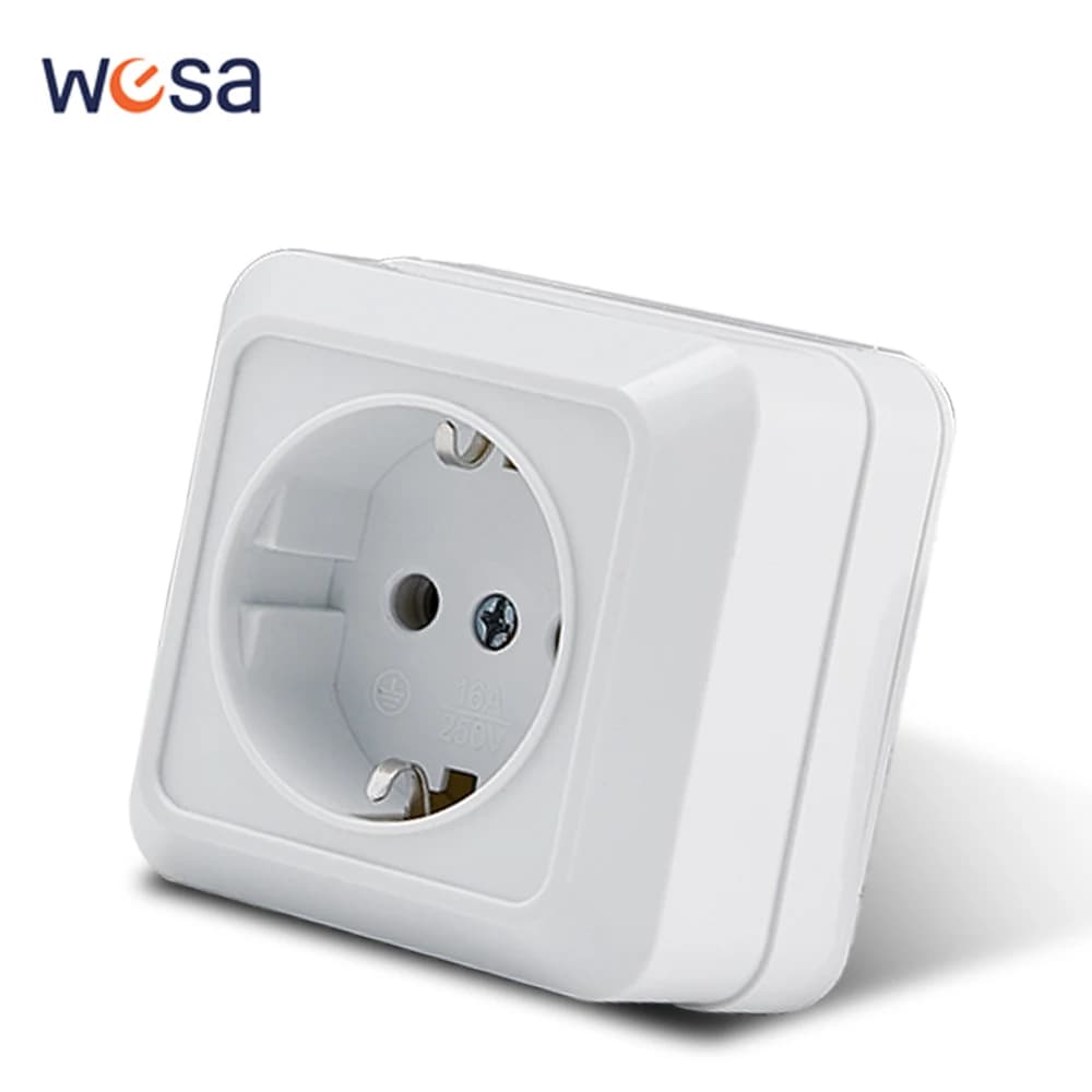 WESA Presa per montaggio a parete bianca Presa elettrica standard UE Presa di corrente per superficie vintage a terra Plastica ignifuga