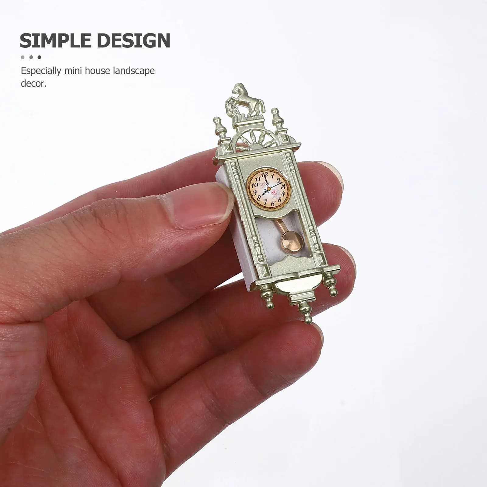 Mini Orologio a Pendolo Ornamentale per Casa delle Bambole, Decorazione in Lega di Zinco e Legno, Stile Vintage, Dettagli Realistici per Paesaggi in Miniatura