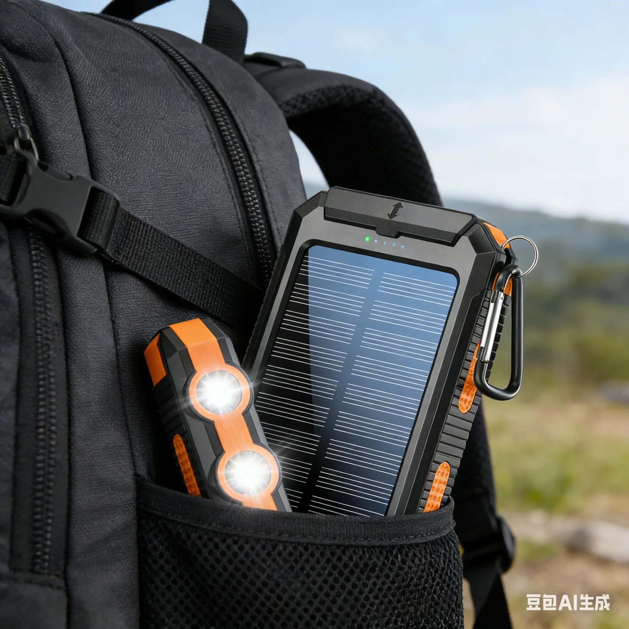 Power Bank Solar Compact 10000mAh Waterproof Quick Charging Charger for Camping at Open