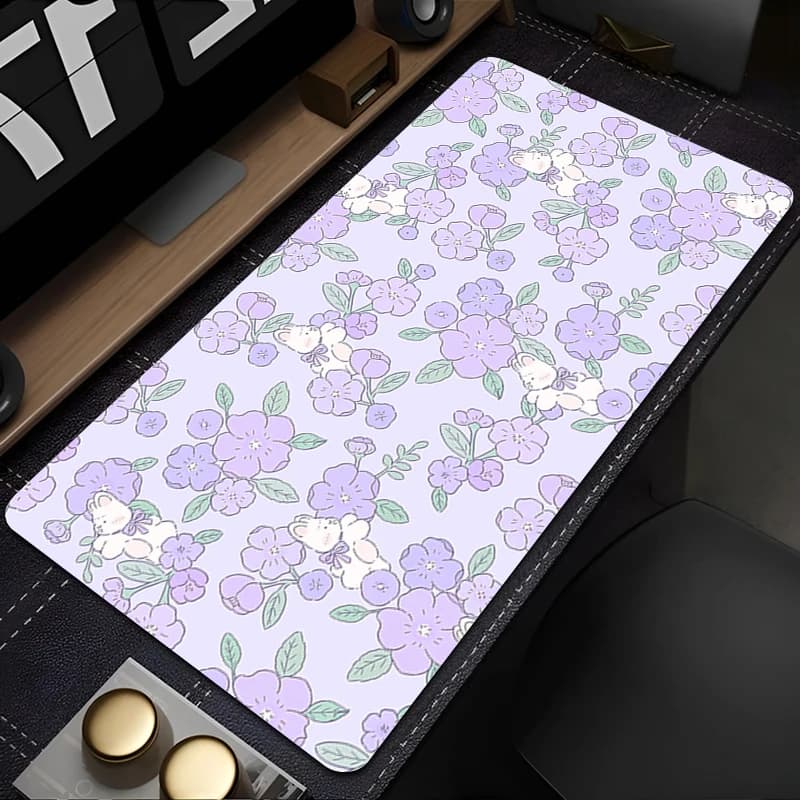 Tappetino per Mouse Professionale per eSports, Tappetino da Gioco XXL in Gomma con Bordo Bloccato, Design Coniglio, Tappetino Esteso per Scrivania e Tastiera