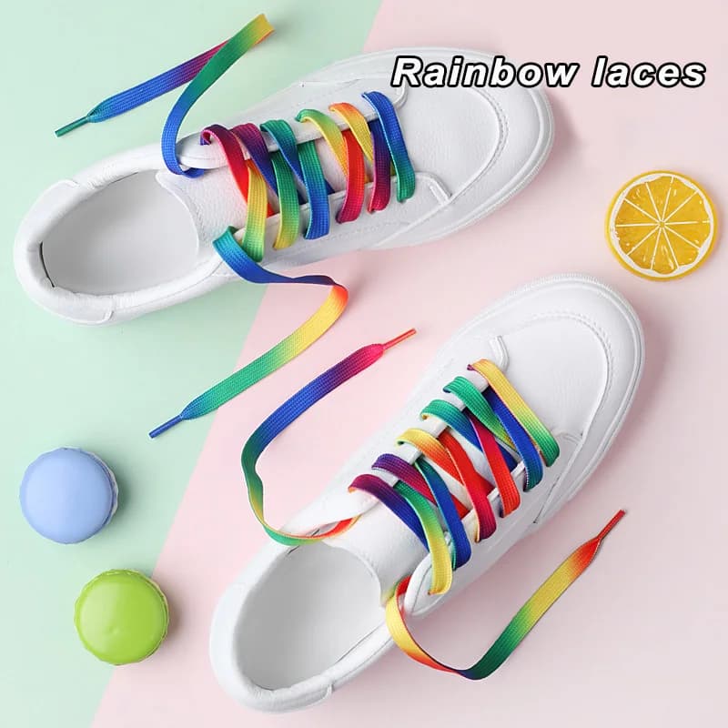 1 paio di lacci colorati sfumati lacci per scarpe piatti arcobaleno per lacci per scarpe da ginnastica in tela alta accessori per scarpe stringhe per lacci