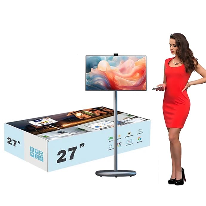 Display TV Portatile Intelligente con Schermo LCD, Segnale Digitale, Supporto e Alimentazione a Batteria, TV Android Mobile