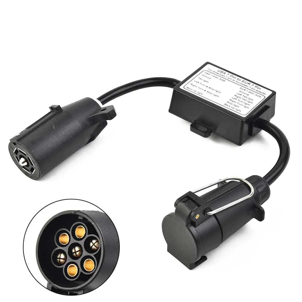 Convertitore di luce per rimorchio 1PC a convertitore di luce per rimorchio UE Veicolo statunitense Presa per lama RV a 7 poli a connettore rotondo a 7 pin UE