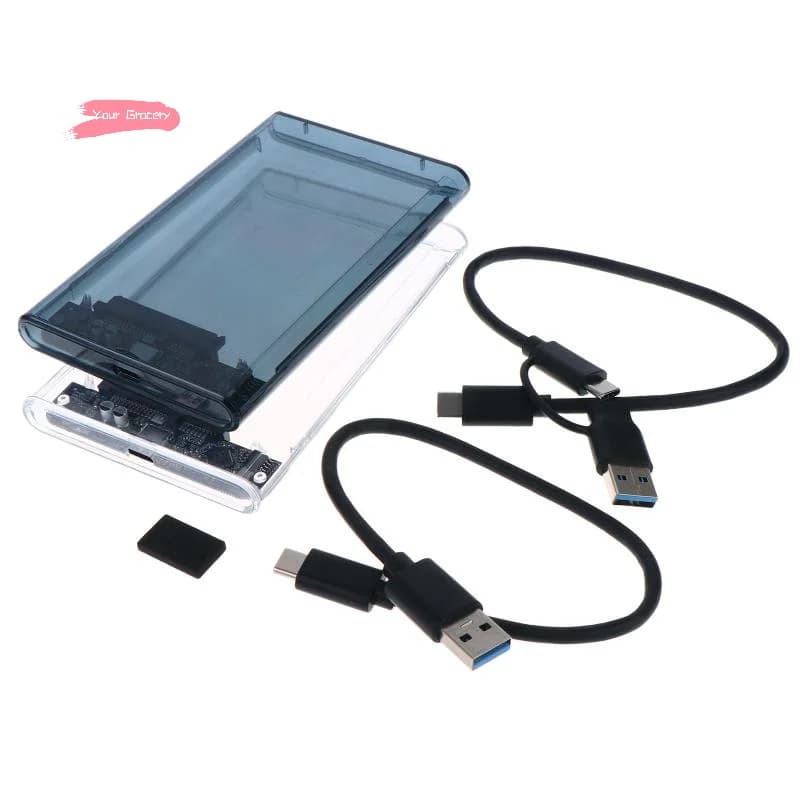 Case Esterno Y-USB Tipo C da 2,5 Pollici, SATA a USB 5Gbps, Trasparente, per HDD/SSD, Compatibile con PC