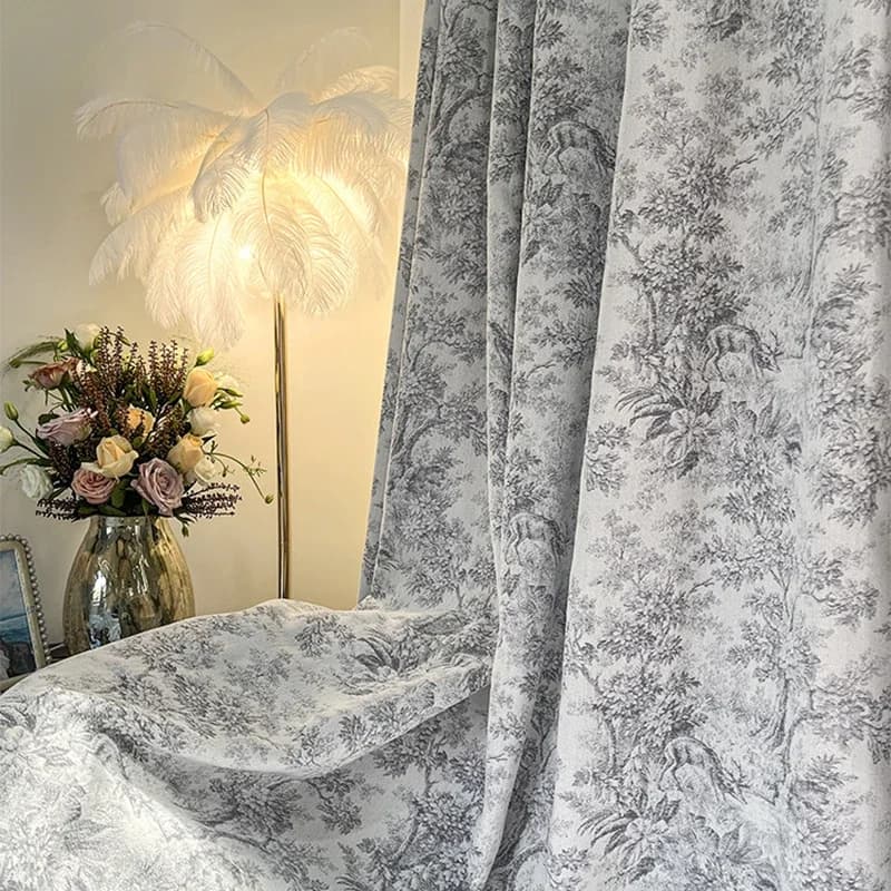 French Retro Precision Jacquard Chenille Thickened Luxury Curtains for Living Room Bedroom Dining Blackout White Tulle Window