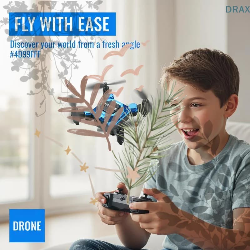 Mini Drone Pieghevole Tascabile con Fotocamera per Bambini, Quadricottero RC Portatile per Studenti delle Scuole Elementari